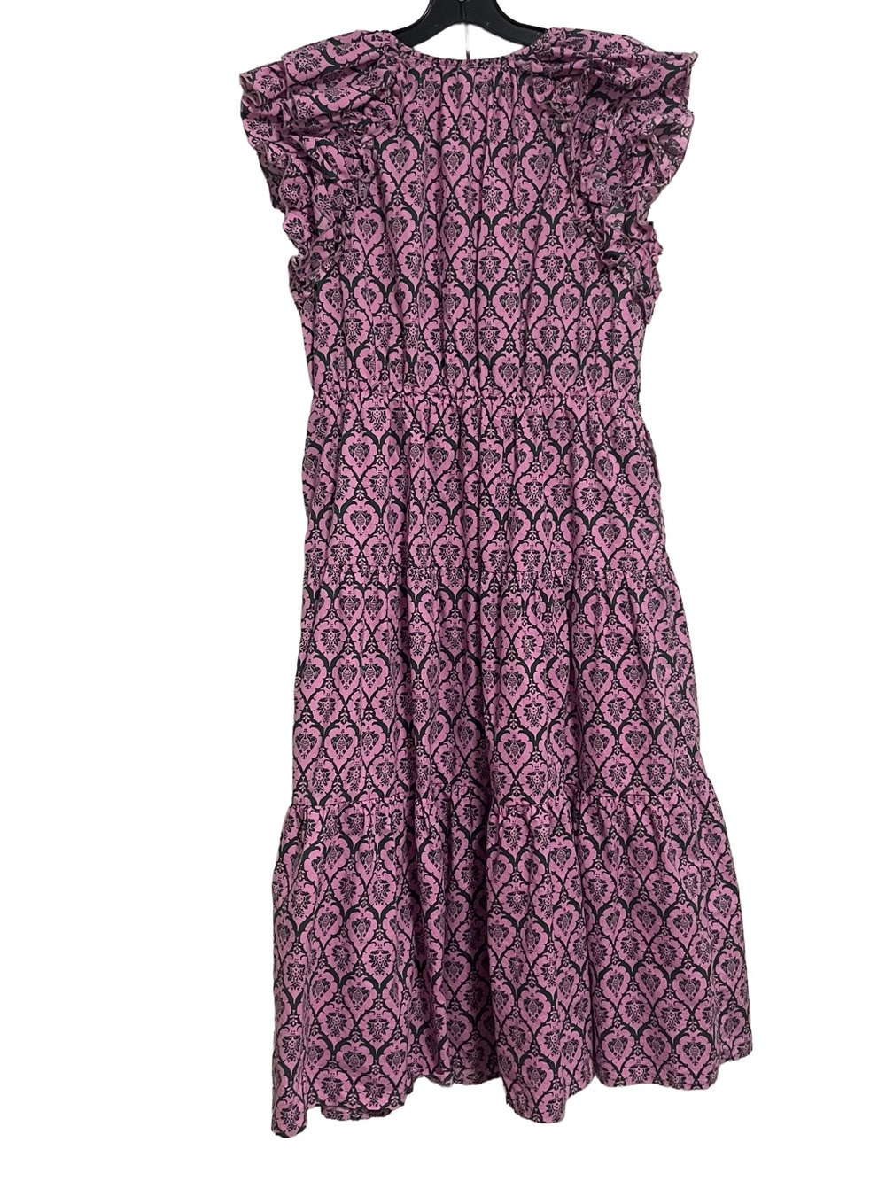 THML Pink and Green Patterned 100% Cotton Ruffle-Sleeve Dress - Picture 2 of 6